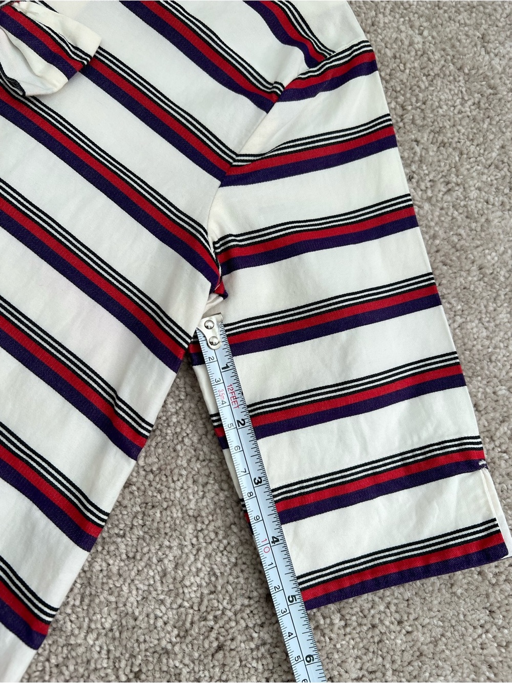 Janie and Jack Cream Top with Navy and Red Stripes - Picture 7 of 9
